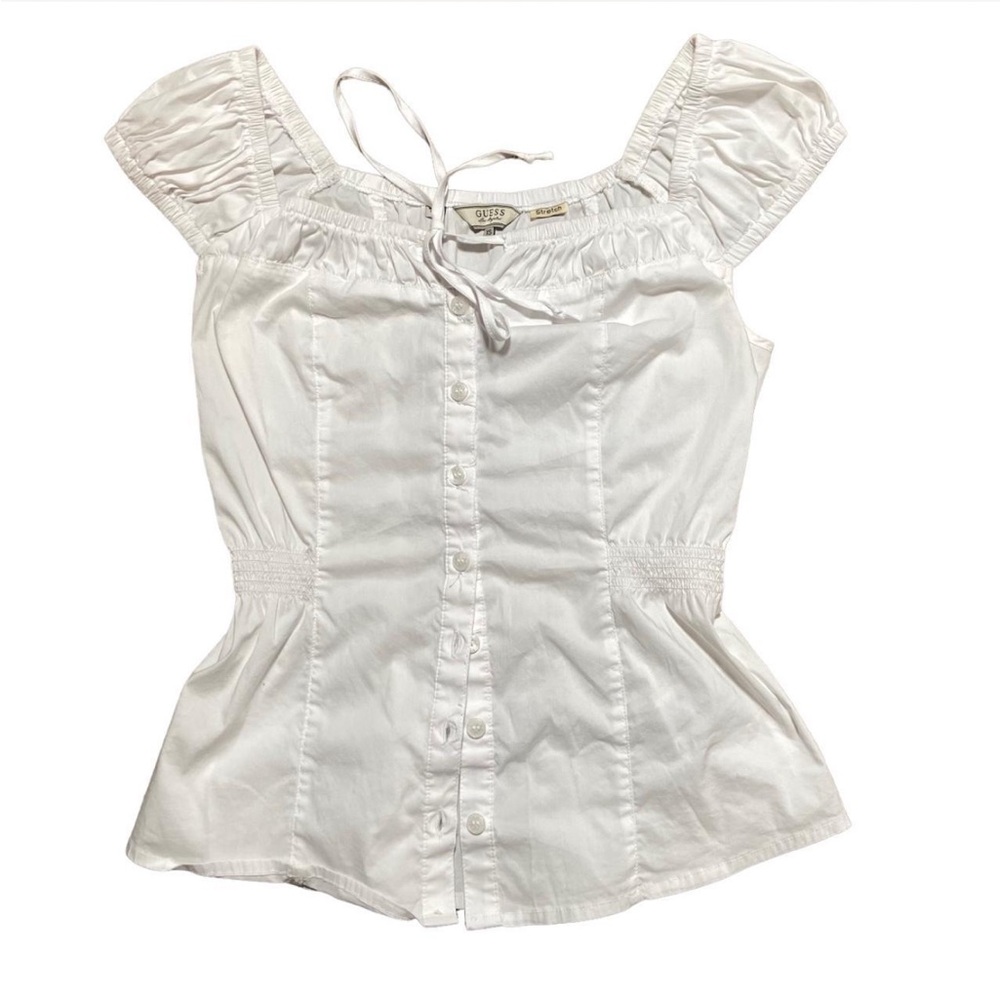 Guess Vintage White Milkmaid Top